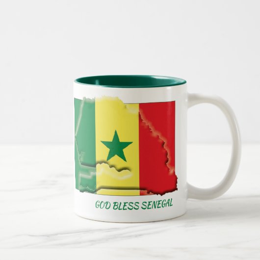 SENEGAL FLAG MAP Scripture Gepersonaliseerd Tweekleurige Koffiemok (Rechts)