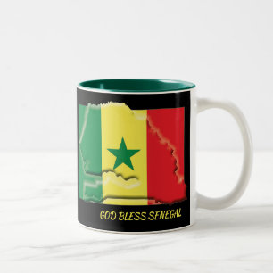 SENEGAL FLAG MAP Scripture Gepersonaliseerd ZWART Tweekleurige Koffiemok