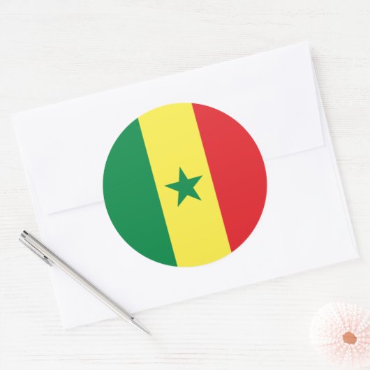 Senegal Flag Ronde Sticker (Envelop)