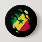 Senegal geripte vlag ronde button 7,6 cm (Voorkant)