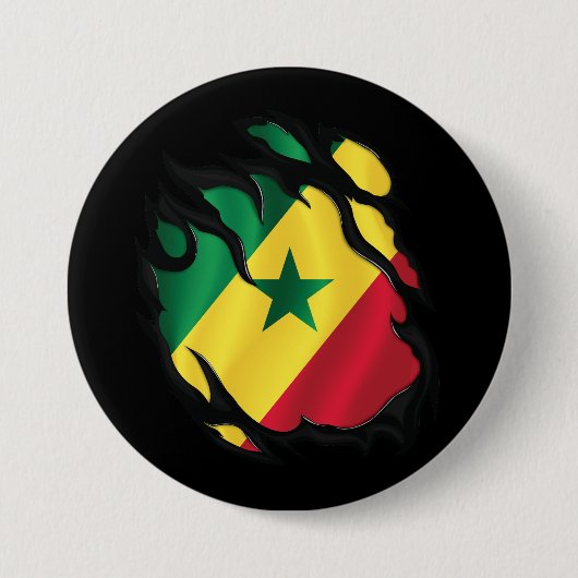 Senegal geripte vlag ronde button 7,6 cm (Voorkant)