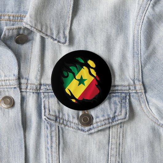 Senegal geripte vlag ronde button 7,6 cm (In situ)