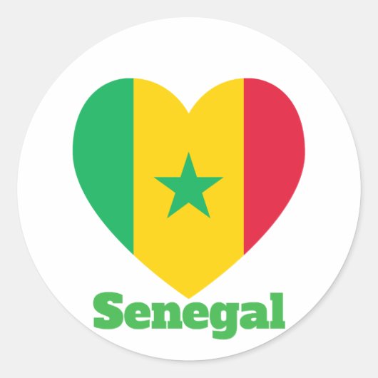 Senegal Heart Flag Ronde Sticker (Voorkant)
