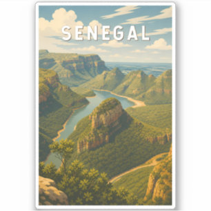 Senegal Illustratie Reis Kunst Vintage Sticker