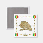 Senegal Map + Flags Magnet (Voorkant / Achterkant)
