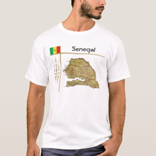 Senegal Map + Vlag + Titel T-Shirt