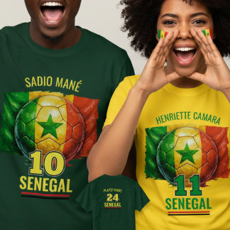Senegal Nationaal Voetbal Vlag Erfgoed Voetbal T-shirt