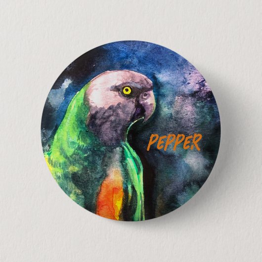 Senegal Parrot Ronde Button 5,7 Cm (Voorkant)