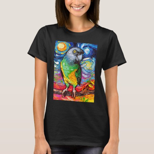 Senegal Parrot Sterrennacht Bird Tropical Art van  T-shirt (Voorkant)