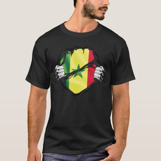 Senegal Pure Roots Flag Black T-shirt (Voorkant)