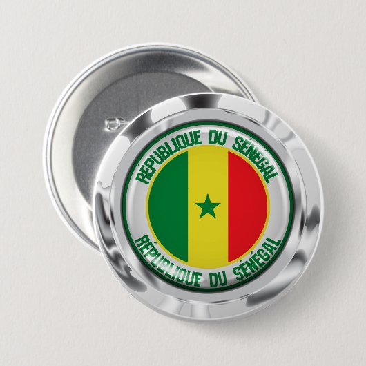 Senegal Round Emblem Ronde Button 7,6 Cm (Voorkant /achterkant)