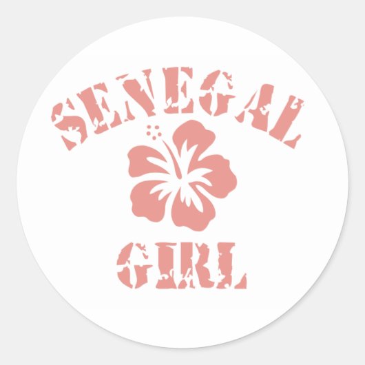 Senegal roze meisje ronde sticker (Voorkant)