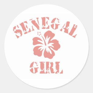 Senegal roze meisje ronde sticker