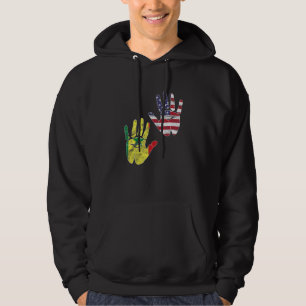 Senegal Senegalees Amerika Amerikaans Vlag Hand Mi Hoodie
