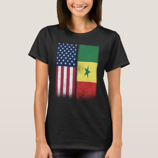 Senegal Senegalese American Flags Proud USA Senega T-shirt (Voorkant)
