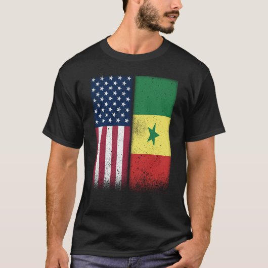 Senegal Senegalese American Flags Proud USA Senega T-shirt (Voorkant)