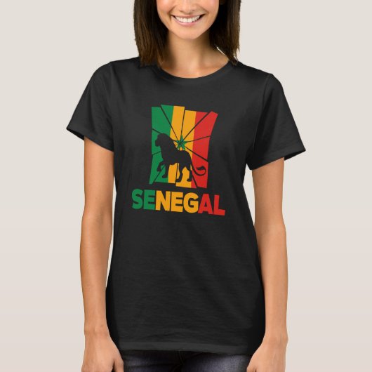 Senegal Senegalese Senegal Flag Lion Animal Silhou T-shirt (Voorkant)