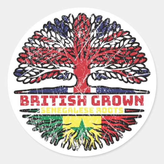 Senegal Senegalese UK - Britse boom Ronde Sticker (Voorkant)