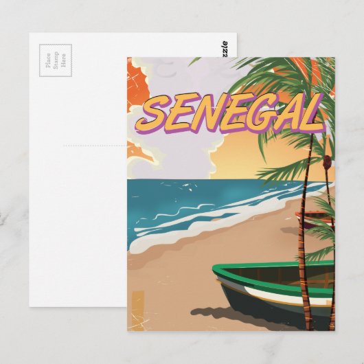 Senegal  strand poster briefkaart (Voorkant / Achterkant)