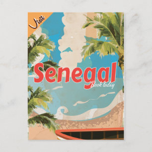 Senegal vakantie Vintage Reisposter. Briefkaart