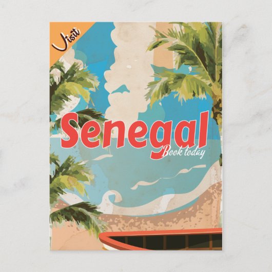 Senegal vakantie Vintage Reisposter. Briefkaart (Voorkant)