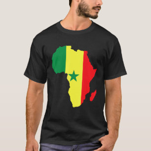 Senegal Vlag Afrika Continent Silhouet voor Senega T-shirt