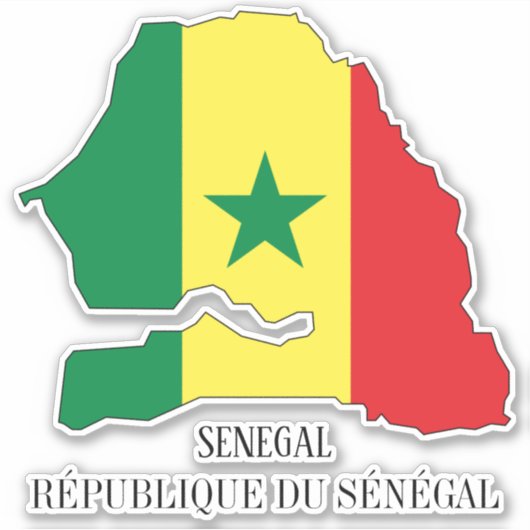 Senegal Vlag Charmante Patriottische Kaart Sticker (Voorkant)