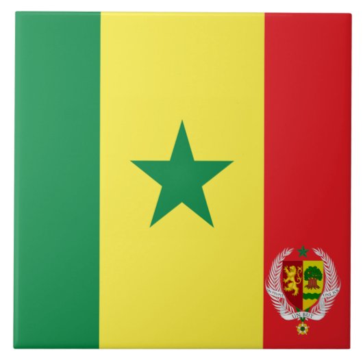 Senegal vlag-embleem tegeltje (Voorkant)