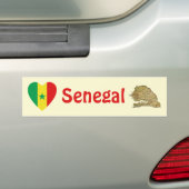 Senegal Vlag Hart + Landkaart Bumpersticker (Op auto)