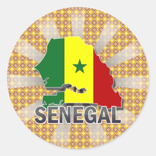 Senegal Vlag Kaart 2.0 Ronde Sticker (Voorkant)