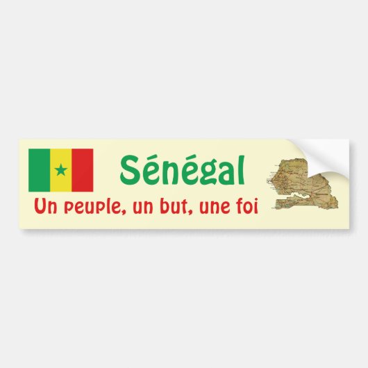 Senegal Vlag + Landkaart Bumpersticker (Voorkant)