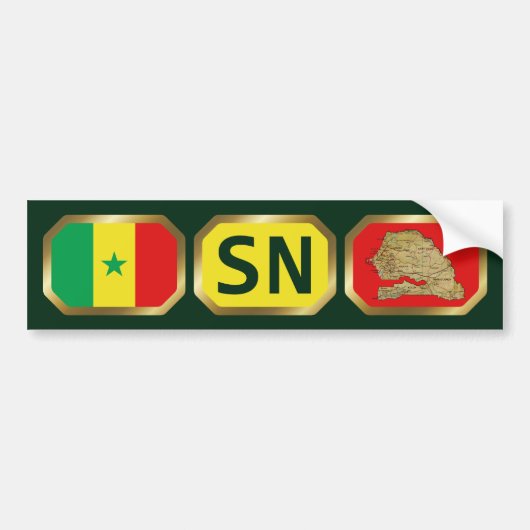 Senegal Vlag Landkaart Code Bumpersticker (Voorkant)