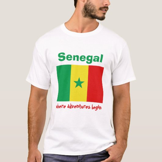 Senegal vlag + Map + Tekst T-shirt (Voorkant)