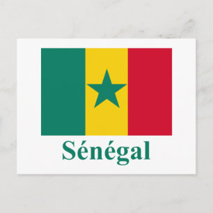 Senegal vlag met naam in het Frans Briefkaart