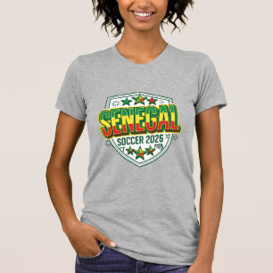 Senegal Voetbal 2026 Voetbal Vet Land Typografie T-shirt