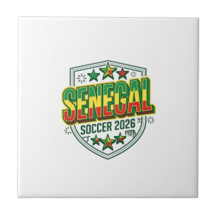 Senegal Voetbal 2026 Voetbal Vet Land Typografie Tegeltje
