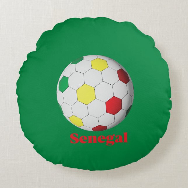 Senegal Voetbal Rond Kussen (Voorkant)