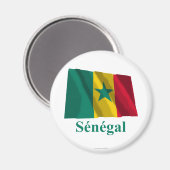 Senegal Waving Vlag met Naam in het Frans Magneet (Voorkant / Achterkant)