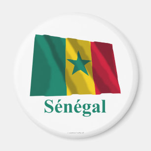 Senegal Waving Vlag met Naam in het Frans Magneet