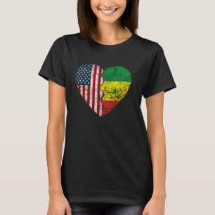 Senegalese Amerikaanse Vlag Hart Verenigde Staten T-shirt