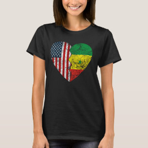 Senegalese Amerikaanse vlag Hart Verenigde Staten T-shirt