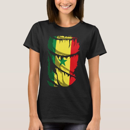 Senegalese vlag - Gebroken of scheurstructuureffec T-shirt (Voorkant)