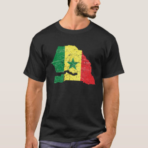 Senegalese vlag met een Senegalese kaart T-shirt