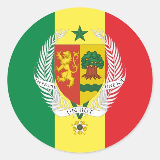 Senegalese Vlag & Wapen, Vlag van Senegal Ronde Sticker (Voorkant)