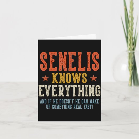 Senelis weet alles vaderdag retro kaart (Voorkant)