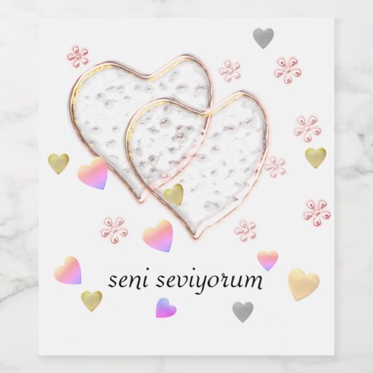 seni seviyorum , gepersonaliseerd wijn etiket (Enkel label)