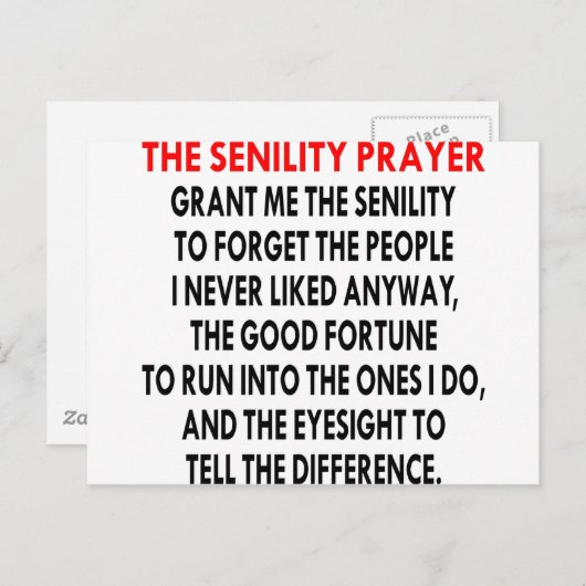 Senility Prayer Briefkaart (Voorkant / Achterkant)