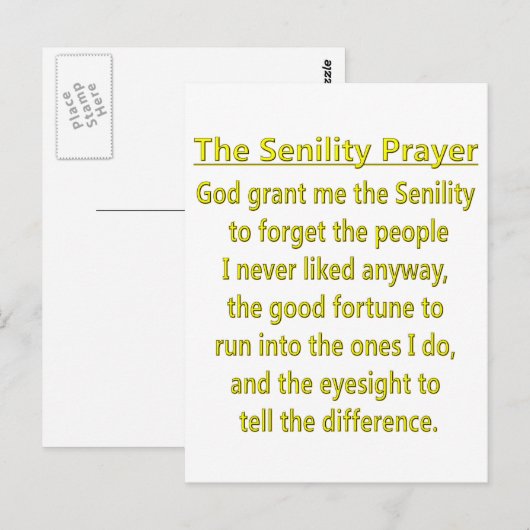 Senility Prayer Briefkaart (Voorkant / Achterkant)