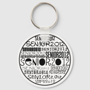 Senior 2012 Round Sleutelhanger (zwart)