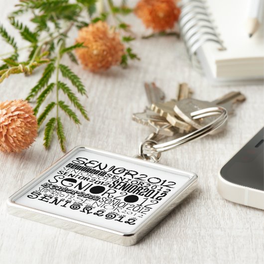 Senior 2012 Square Sleutelhanger (zwart) (Zijkant)